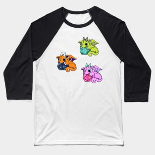 Trio of Orange Dice Goblin Dragon Babies Baseball T-Shirt